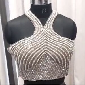 Bollywood designer sequins saree blouse new